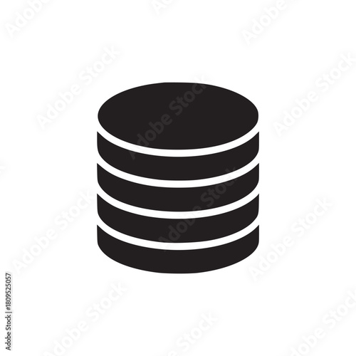 A simple black and white illustration of a stack of four circular shapes on a white background space