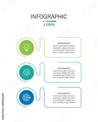 Business infographic template. 3 Step timeline journey. Process diagram, Infographic elements vector illustration.	