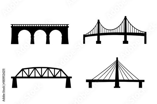 Silhouette icons of various bridge designs.