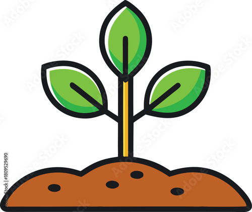 Micro plant growing from soil icon vector design isolated on transparent background