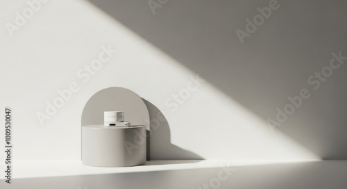 Minimalist White Candle and Decorative Object Creating Calm Mood in Modern Space