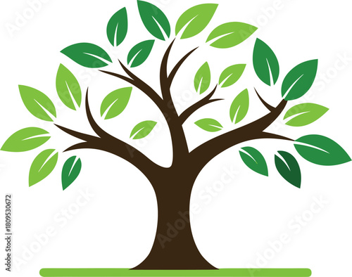 Minimal tree eco logo design isolated on transparent background