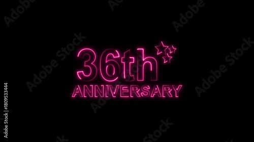 Wallpaper Mural Celebrate 36th anniversary with glowing pink neon text and sparkling stars on a black backdrop, perfect for invitations, cards, and social media posts, evoking joy and milestone achievement Torontodigital.ca