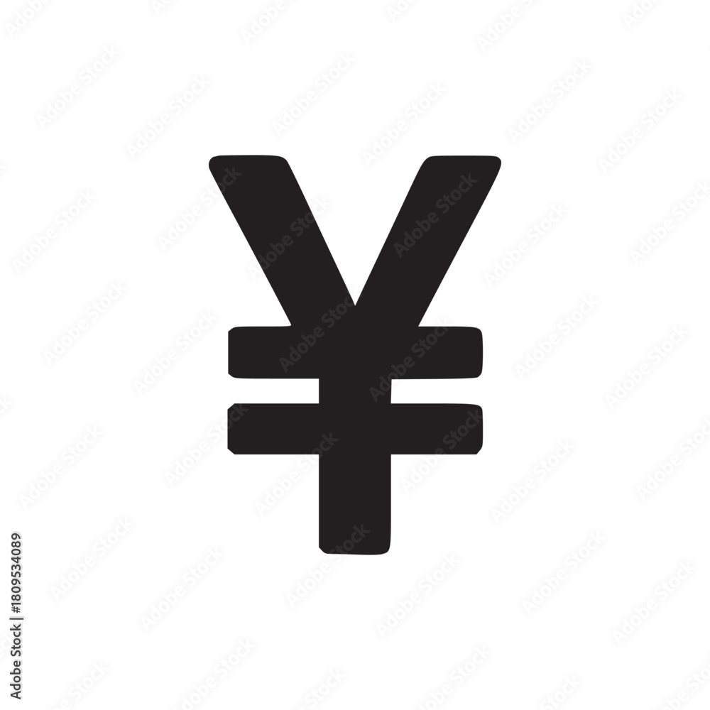 Obraz premium A simple black yen or yuan currency symbol isolated against a plain white background in a minimalist style