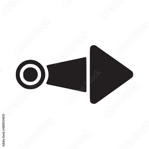 A simple black arrow icon pointing to the right on a clean white background in a minimalist style