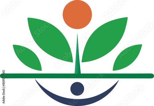 Nature harmony leaf balance symbol isolated on transparent background