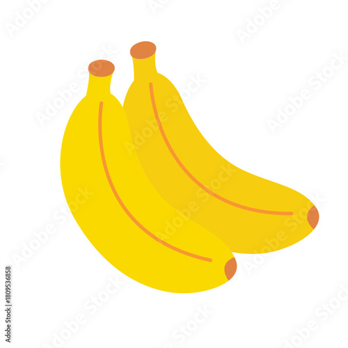 Simple graphic of two bright yellow bananas. Suitable for food, health, nutrition, and tropical themes. Great for designs