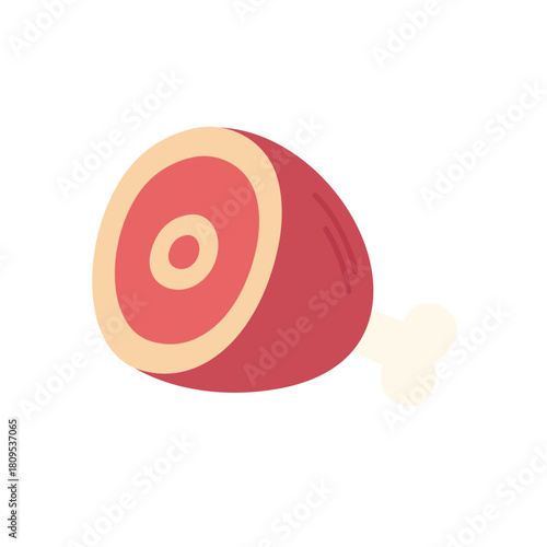 Meat piece of round cartoon meat with a bone isolated  great for food blogs, restaurant menus, or culinary designs
