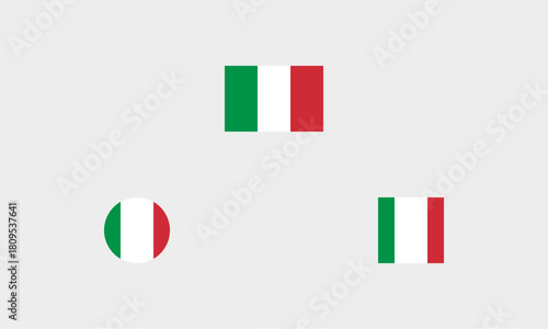 Italien Flaggen-Set – Professionelle Darstellung: Original, Rund und Quadratisch (korrekte Farben)