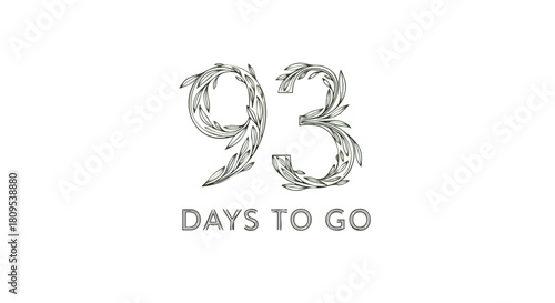 Elegant Countdown: Botanical Numbers Marking Ninety-Three Days Until an Anticipated Event Celebration Wedding Vacation Launch or Milestone Coming