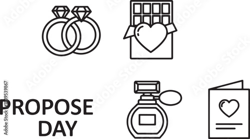 Propose day set with ring, chocolate, perfume and card to celebrate love day