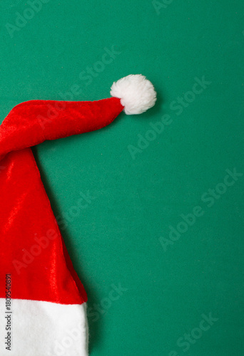 Santa Claus hat on a green background