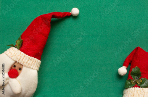 Santa Claus face on a green background - Christmas time