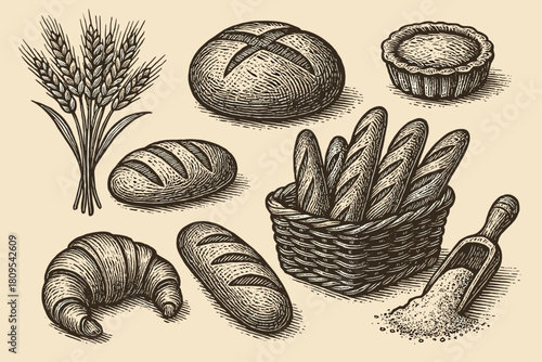 Vintage Bakery Bread Illustration