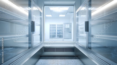 Step into the Future of Cold Storage with this Clean, Modern Freezer Room Interior for Pharmaceutical, Research, or Food Industry Visuals