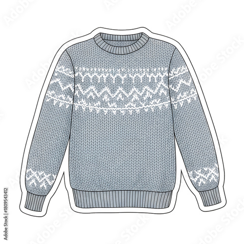A thick winter sweater icon in grey tones with a knitted frost pattern.