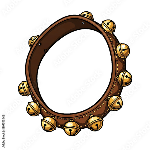 A jingle bell bracelet icon made of golden bells in a circular loop.