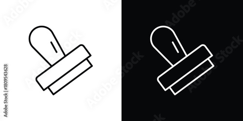 Approval stamp icon eps. thin, line, outline and stroke style set