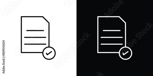 Approved document icon eps. thin, line, outline and stroke style set