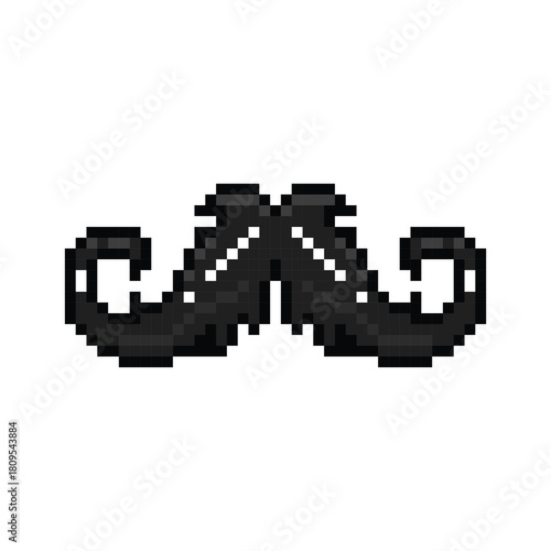 Pixel art black moustache graphic design element