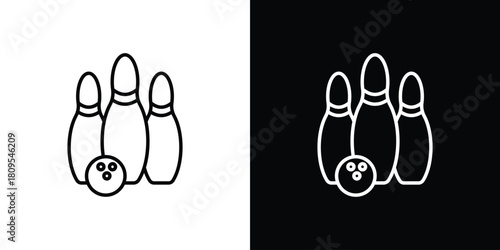 Bowling icon eps. thin, line, outline and stroke style set