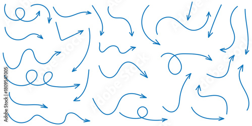 Hand drawn arrow vector icons set. sketch arrow design for business plan and education.