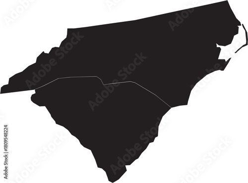 The Carolinas, North and South Map Silhouette