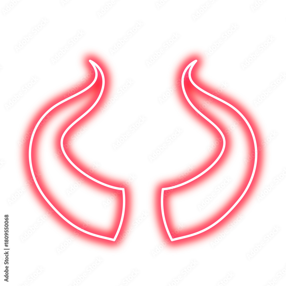 Obraz premium Glowing Neon Red Devil Horns