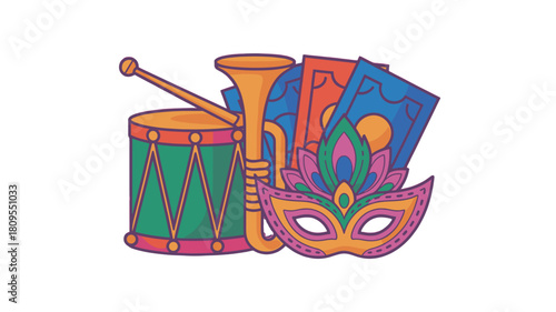 Mardi Gras elements for celebration.