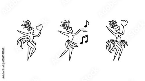 Line art illustrations of samba dancers showcasing the joy and energy of Brazilian Carnival.