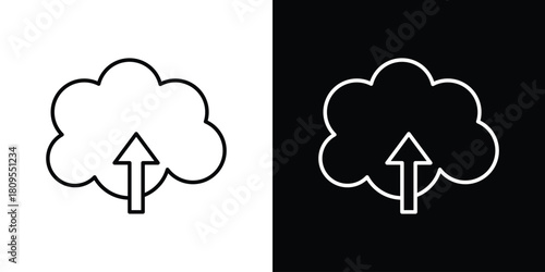 Cloud upload icon eps. thin, line, outline and stroke style set