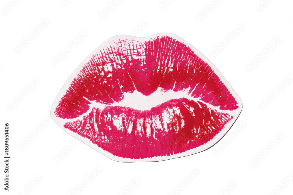 Obraz premium Close-up of a red lipstick kiss print (1)