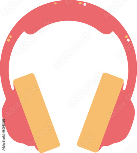 Pink headphones vector illustration in modern minimalist style on white background with copy space