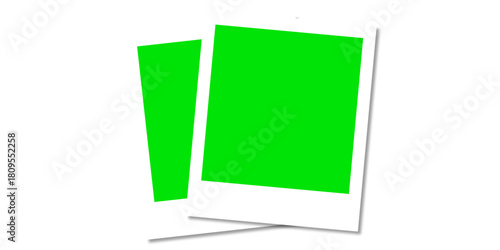Polaroid Photo Frames Mockup Template with Green Screen for Easy Image Replacement
