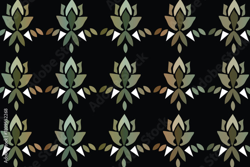 Floral Pattern on Black Background