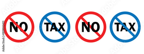 No Tax & Duty-Free Icon Set – Tax-Free, Tax Boycott, and Prohibited Signs, Vector Concept for Promotion and Illustration