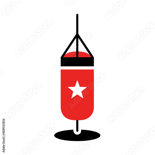 Red boxing punching bag vector isolated on white background, Vector, illustration