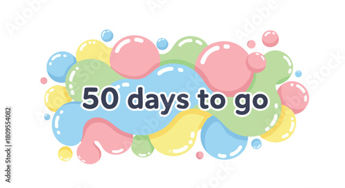 Festive Countdown Banner: Playful Pastel Bubbles Announcing 50 Days to Celebration