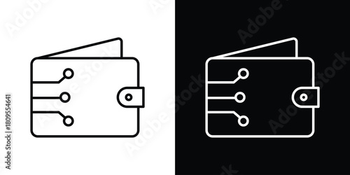 Cryptocurrency wallet icon eps. thin, line, outline and stroke style set