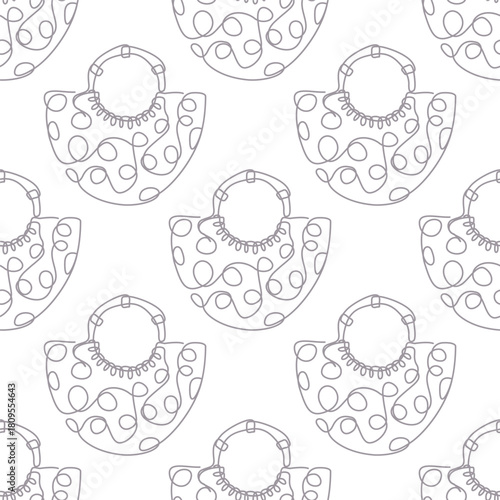 Outline shoulder bag with handles seamless pattern. Simple outline luxury shoulder bag background pattern.