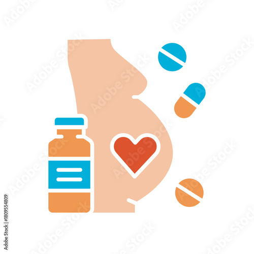 Prenatal vitamins black line icon. Vector isolated element