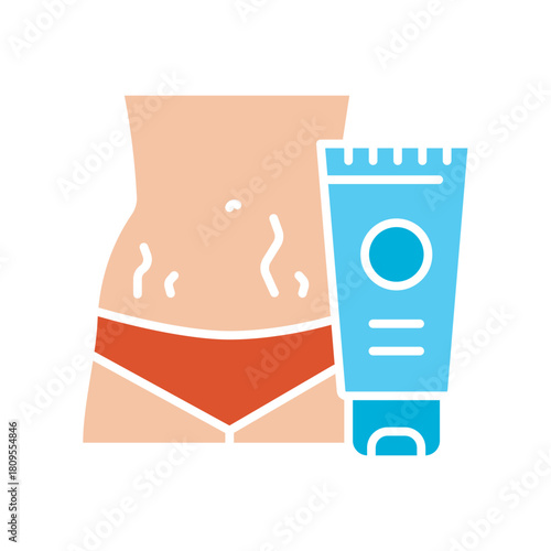 stretch mark cream black line icon. Vector isolated element