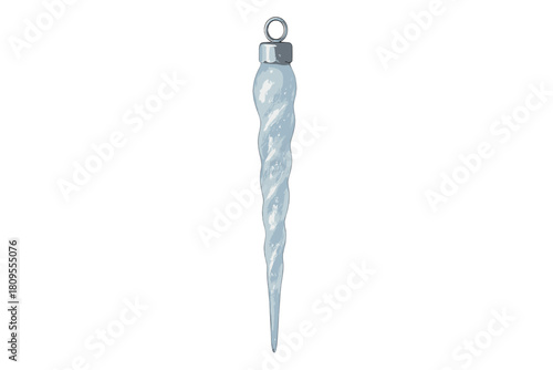 Delicate Glass Icicle. Delicate glass icicle ornament, with a translucent, frosted appearance, captures the essence of winter. Light refracts through its elongated. Vector illustration
