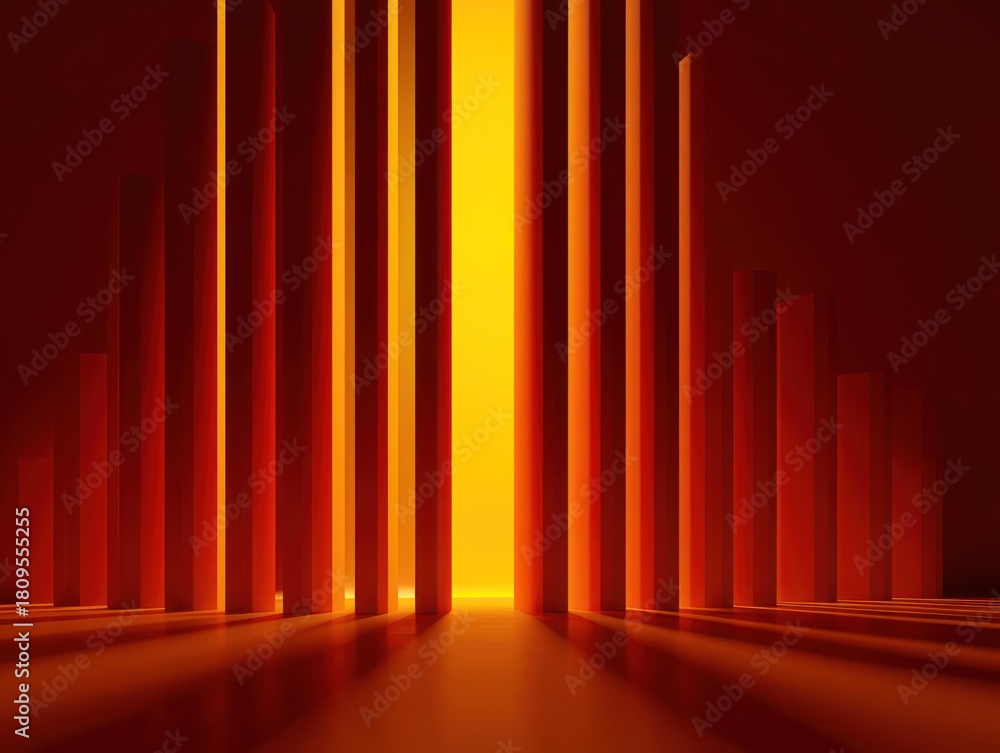 Obraz premium Abstract design with vertical columns of varying heights and a bright glowing center