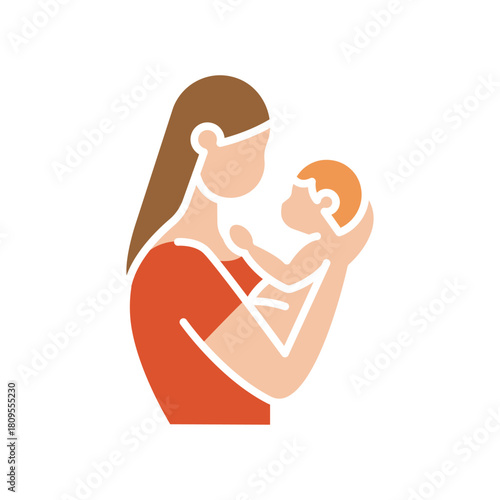 mom and baby black line icon. Vector isolated element