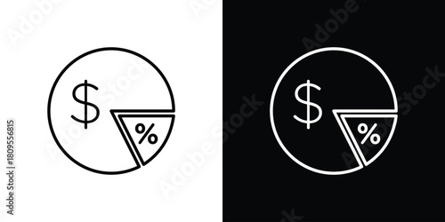 Dividend icon eps. thin, line, outline and stroke style set