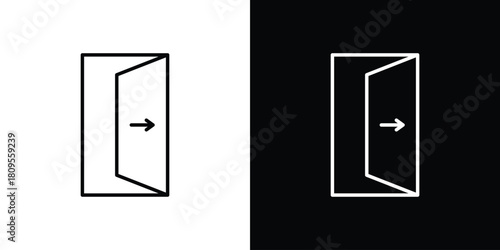 Exit icon eps. thin, line, outline and stroke style set