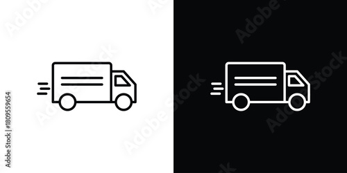 Fast shipping delivery truck icon eps. thin, line, outline and stroke style set
