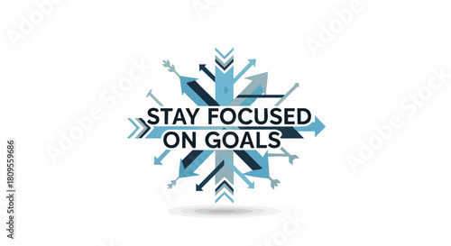 Conceptual Visualization of Goal Setting with Directional Arrows and Motivational Message