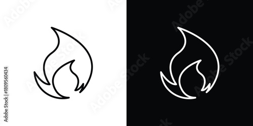 Fire icon eps. thin, line, outline and stroke style set